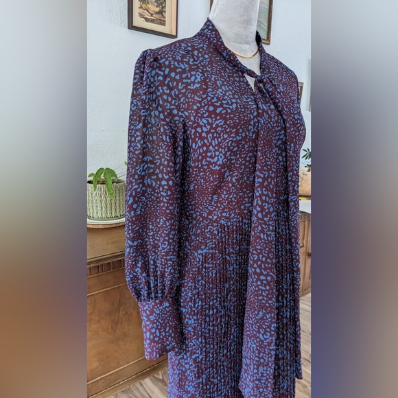 A NEW DAY Multicolored Romantic Classic Pleated Maxi Dress Long Sleeves - Picture 5 of 12